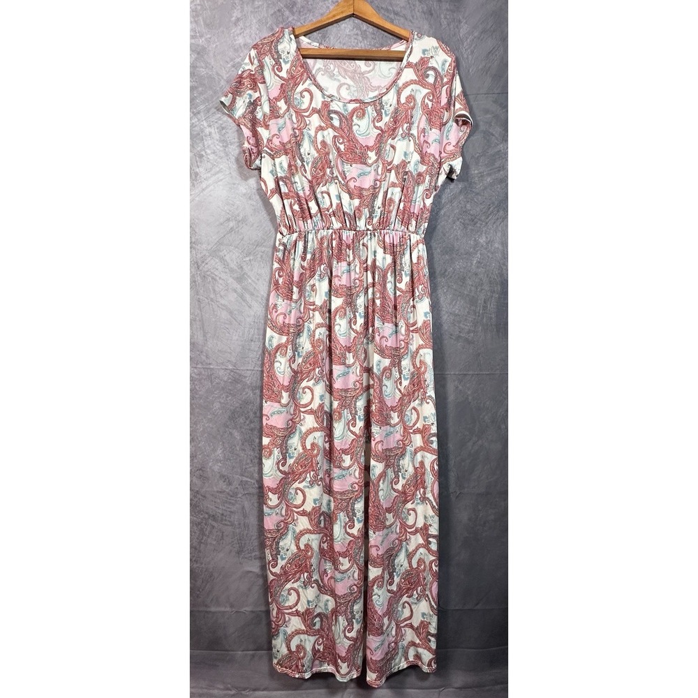 Tiffany & Grey Fit & Flare Dress Womens 1X Multi Paisley Print Stretch Pleated